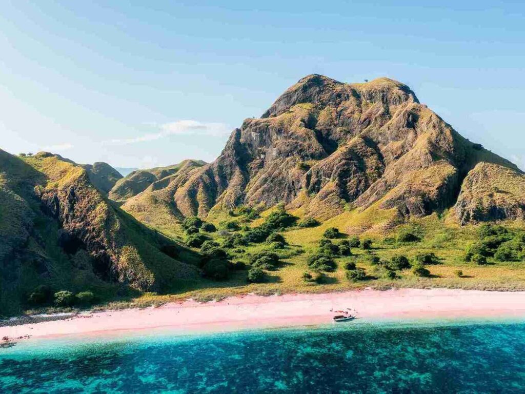 Drone View of Pink Beach, Komodo National Park