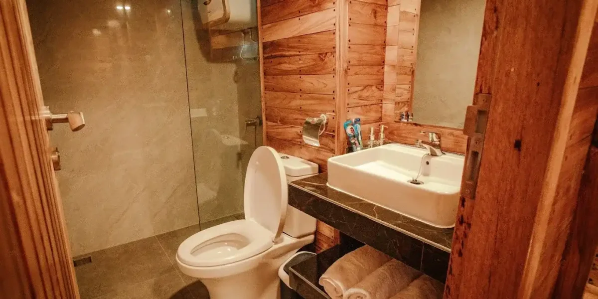 Cabin 1 Upper Deck Bathroom on Alore Phinisi | Komodo Island Tour | Komodo Luxury