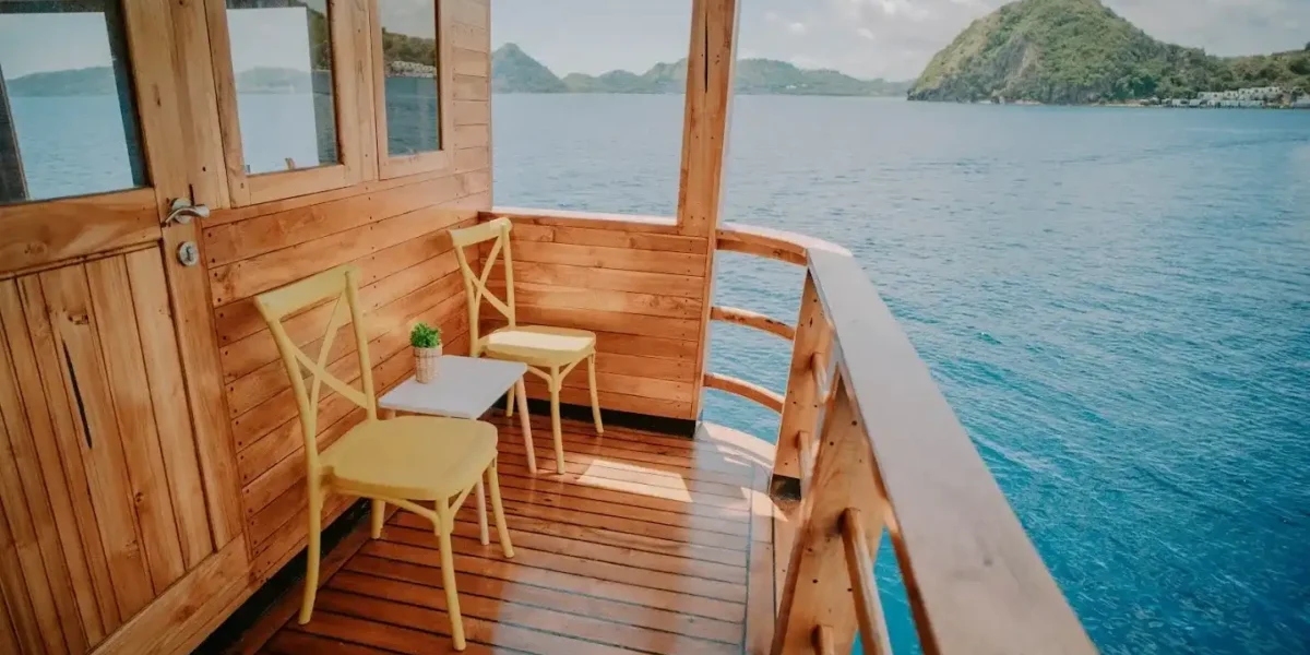 Cabin 2 Upper Deck Balcony on Alore Phinisi | Komodo Island Tour | Komodo Luxury