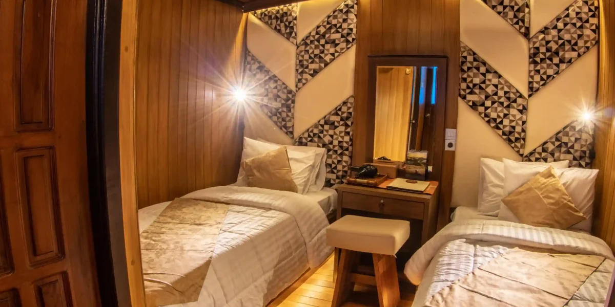 Middle Deck Room | Double Bed on Cheng Ho Phinisi Boat Charter | Komodo Luxury