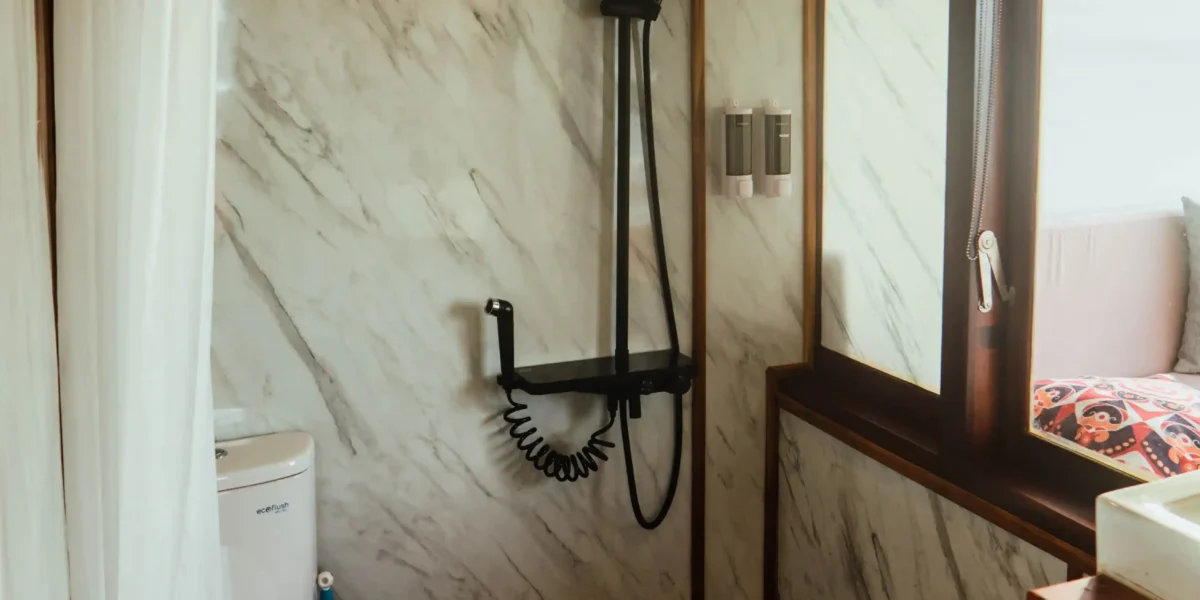 Bathroom in Rinca 1 & 2 Sukha Sail Yacht Cruise Phinisi by Komodo Luxury