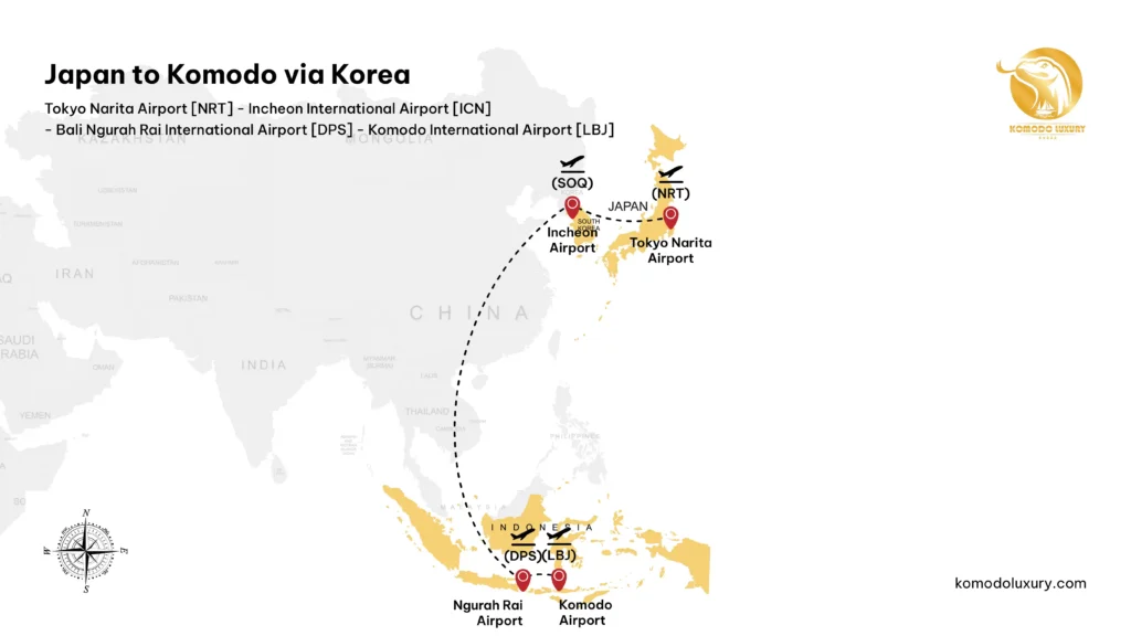 Japan to Komodo Island via Korea | Map | Komodo Luxury