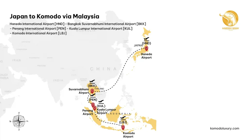 Japan to Komodo Island via Malaysia | Map | Komodo Luxury