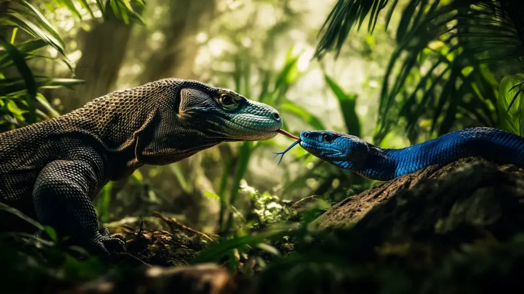 Komodo dragon vs Blue Viper | Illustration | Komodo Luxury