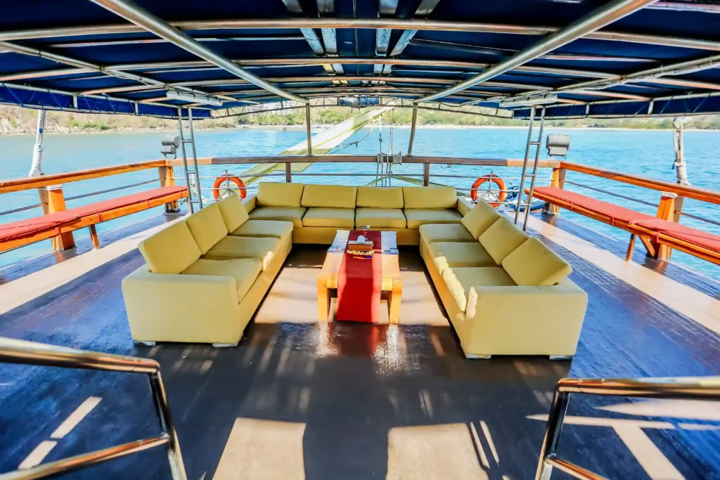 Outdoor Lounge Area on Cheng Ho Phinisi | Komodo Tour | Komodo Luxury